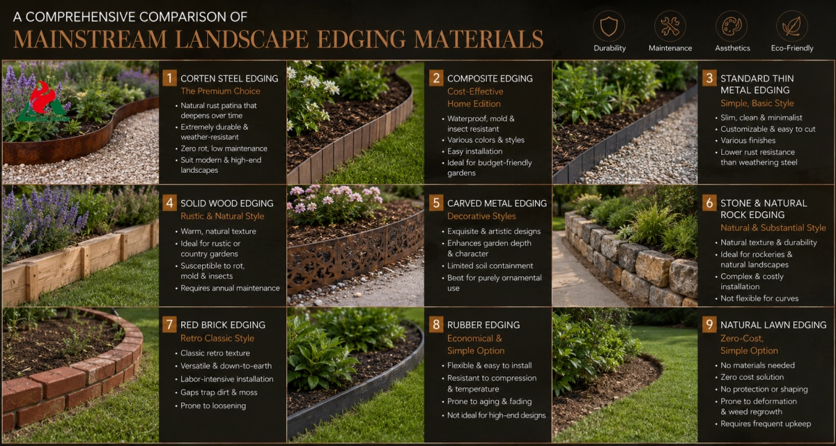 A Comprehensive Comparison of Mainstream Landscape Edging Materials